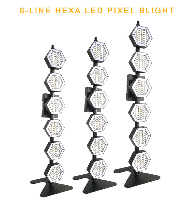 【专利产品仿冒必究】6颗线形六边LED像素背景灯